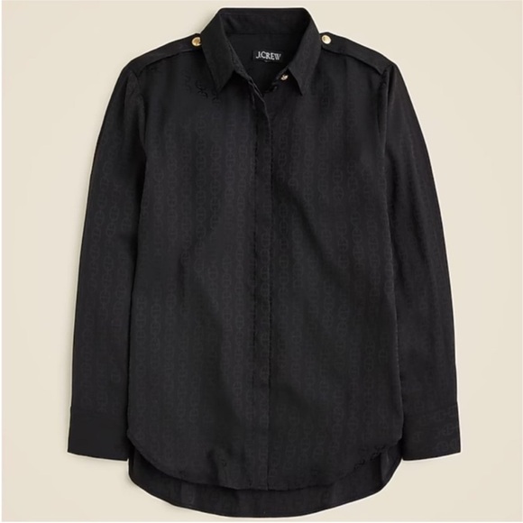 NWT J. Crew Drapey Jacquard-Print Shirt Black - Picture 2 of 8